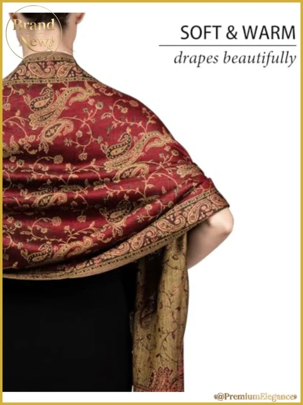 Reversible Paisley Pashmina Shawl Wrap Viscose Acrylic Lightweight